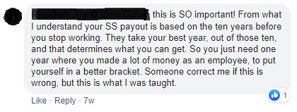 [Redacted] this is SO important! From what I understand your SS payout is based on the ten years before you stop working. They take your best year, out of those ten, and that determines what you can get. So you just need one year where you made a lot of money as an employee, to put yourself in a better bracket. Someone correct me if this is wrong, but this is what I was taught.